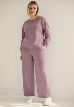 Wide Leg Fleece Sweatpant With Drawstring Waist