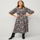 Satin Keyhole Empire Midi Dress image number null