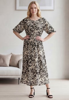 Satin Keyhole Empire Midi Dress