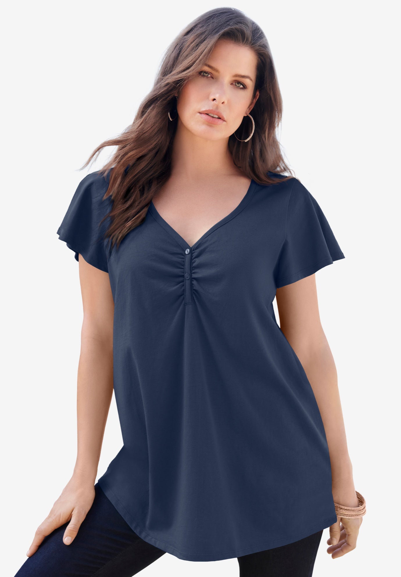 Plus Size Cotton Ultimate Flutter Sleeve Sweetheart Tee image number 0