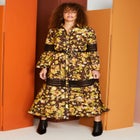 Lace-Panelled Midi Shirt Dress image number null