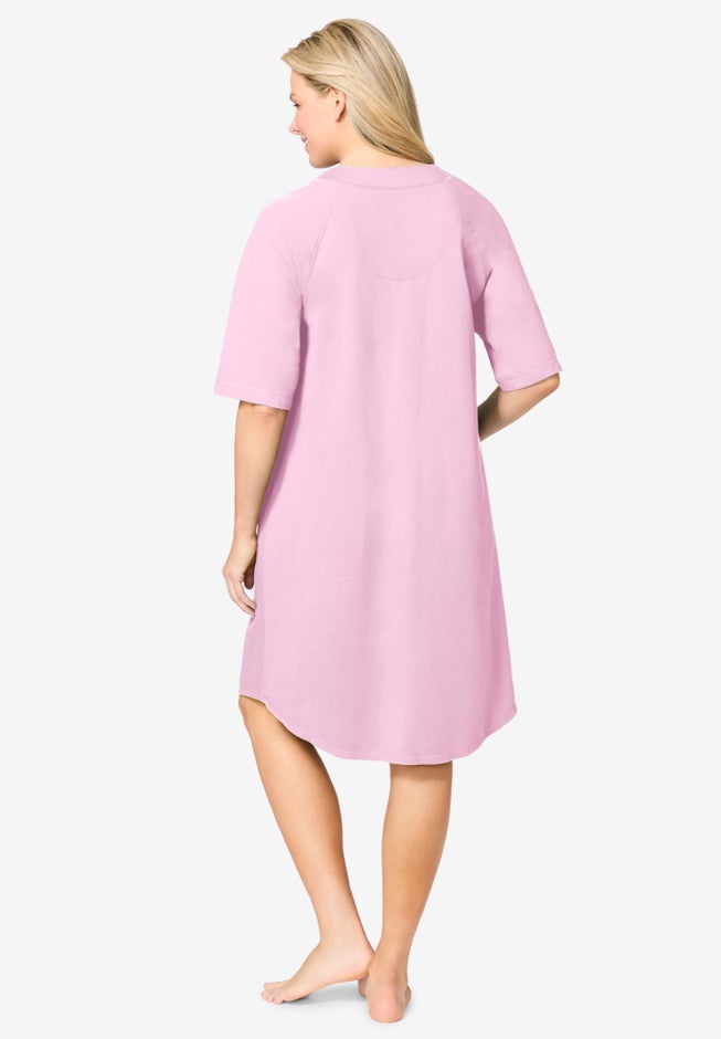 Short French Terry Zip-Front Robe image number 1