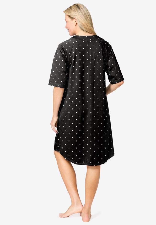 Short French Terry Zip-Front Robe image number 1