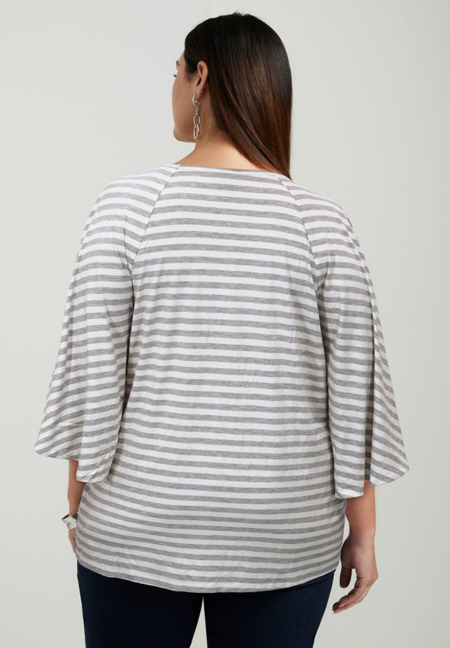 Flared Raglan Sleeve Breton Tee