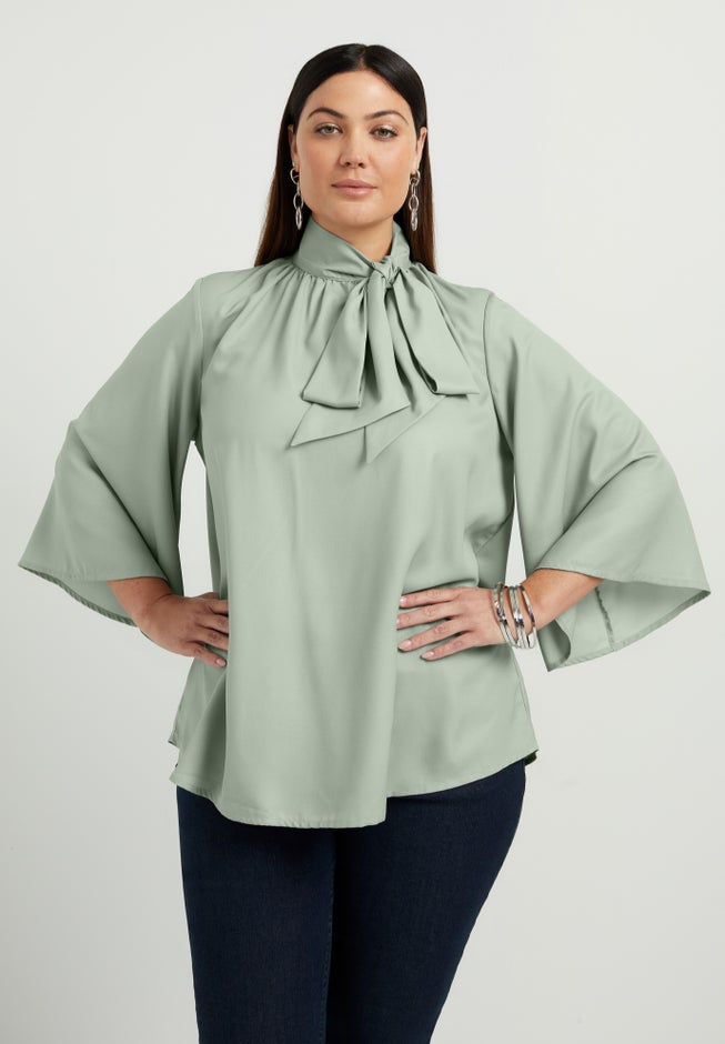 Mock Tie Neck Blouse image number 0