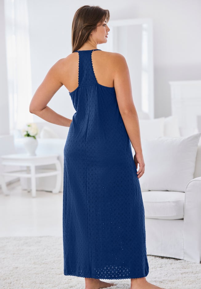 Breezy Eyelet Knit Long Nightgown image number 4