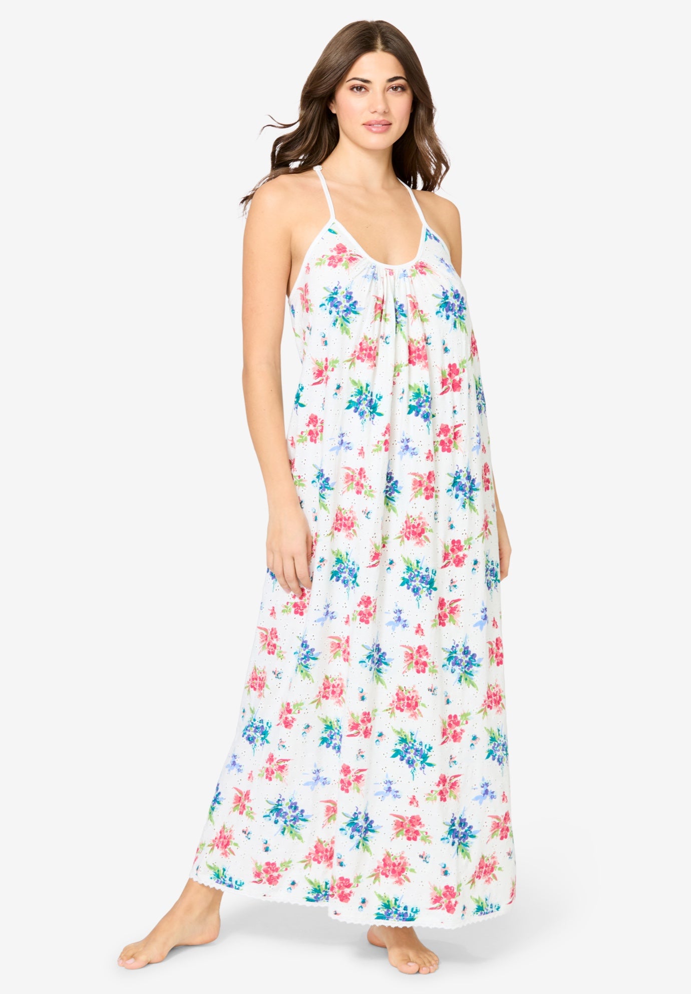 Breezy Eyelet Knit Long Nightgown image number 0