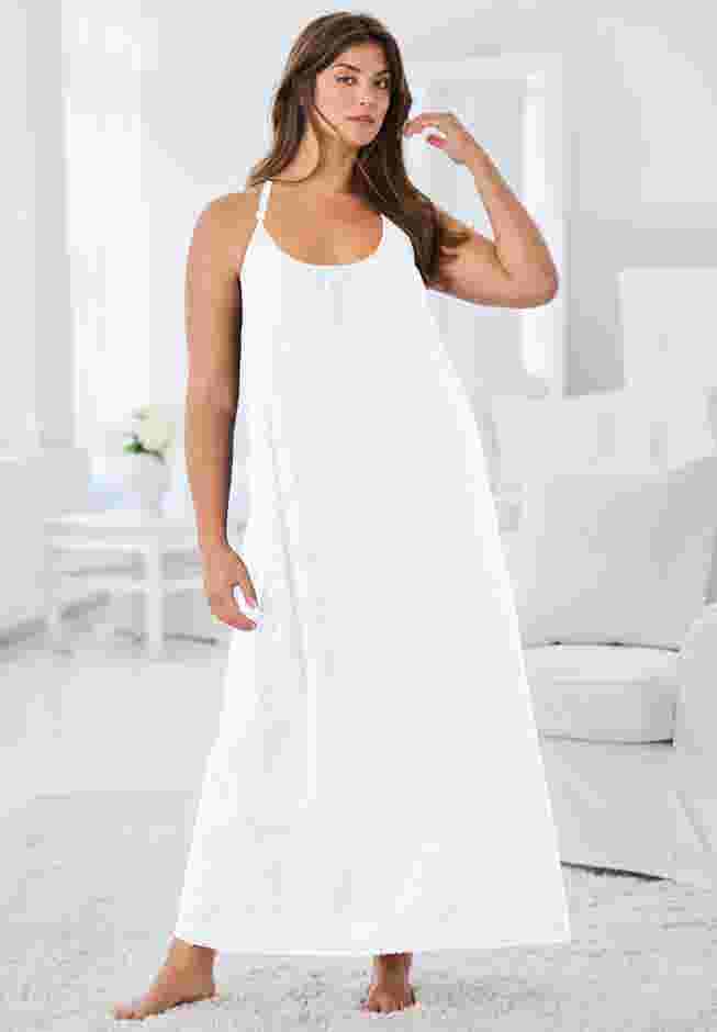 Breezy Eyelet Knit Long Nightgown image number 0