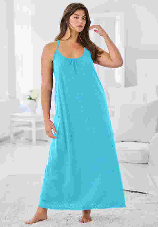 Breezy Eyelet Knit Long Nightgown image number 0