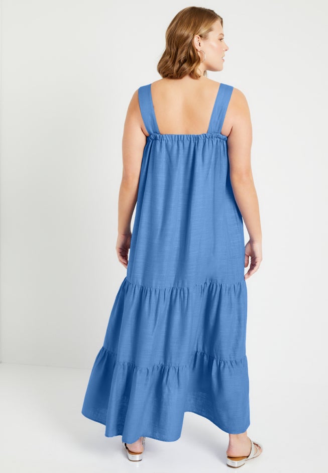 Strapless Tiered Midi Dress image number 1