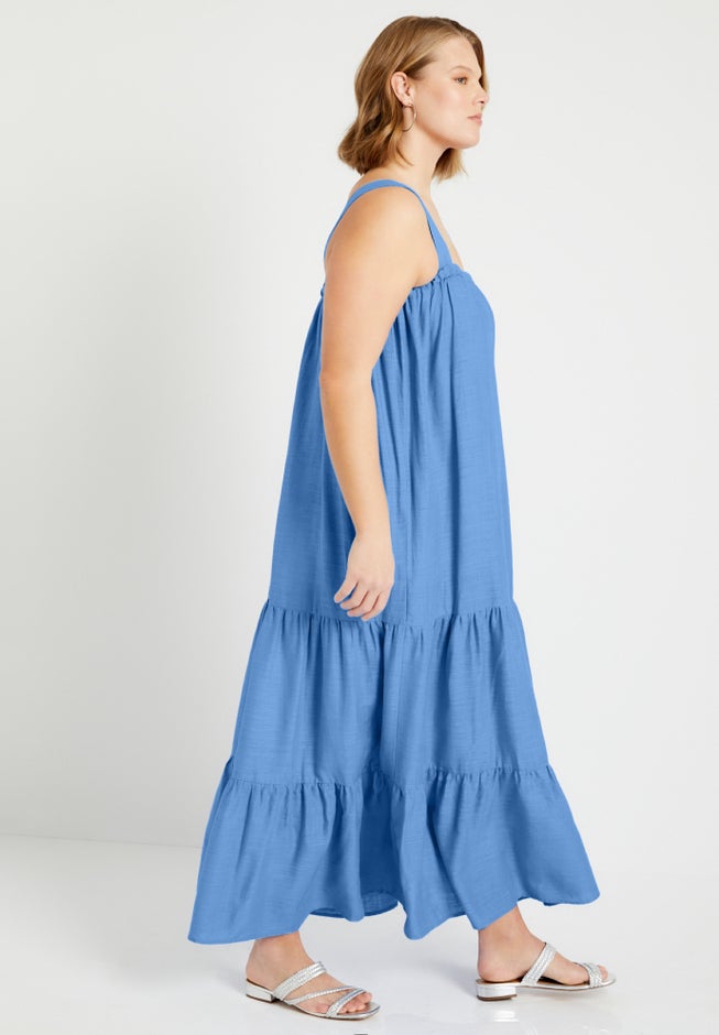 Strapless Tiered Midi Dress image number 2