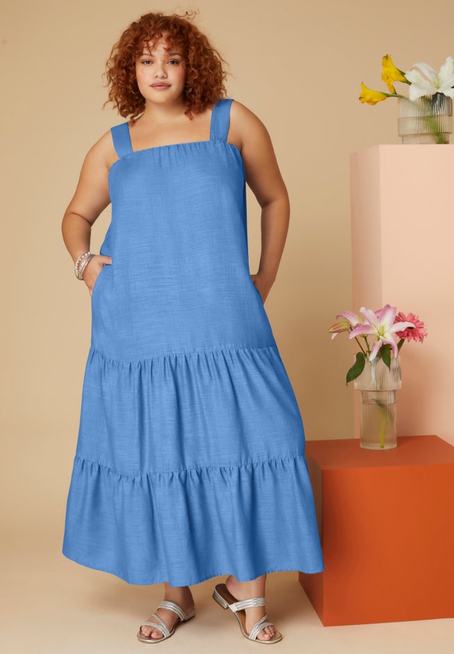 Strapless Tiered Midi Dress image number 0