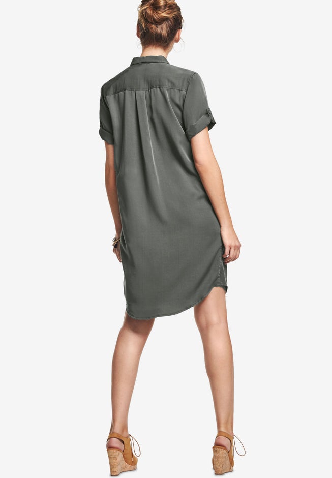 Button Front Linen Shirtdress image number 1