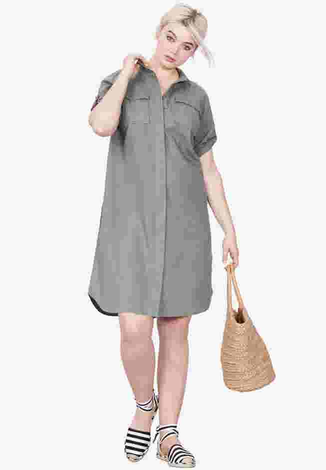 Button Front Linen Shirtdress image number 0