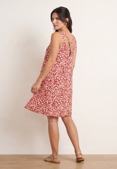 Stretch Jersey Knit A-Line Crossover Back Tank Short Dress