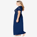 Long Lace Top Stretch Knit Gown image number null