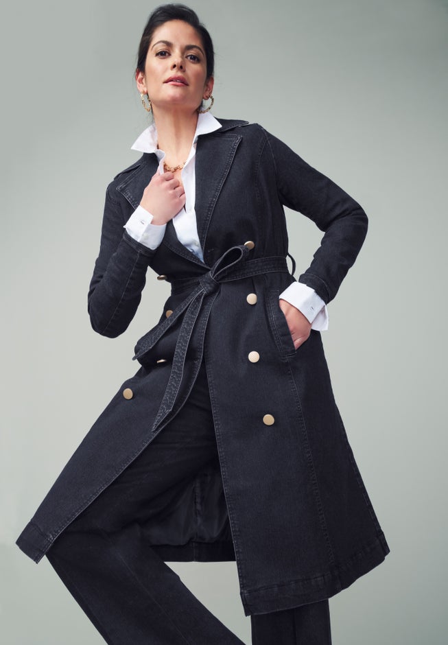 Refined Denim Trench Coat image number null