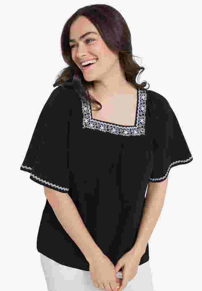 Embroidered Gauze Blouse image number 0