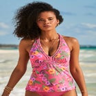 Braid Trim Halter Tankini Top image number null