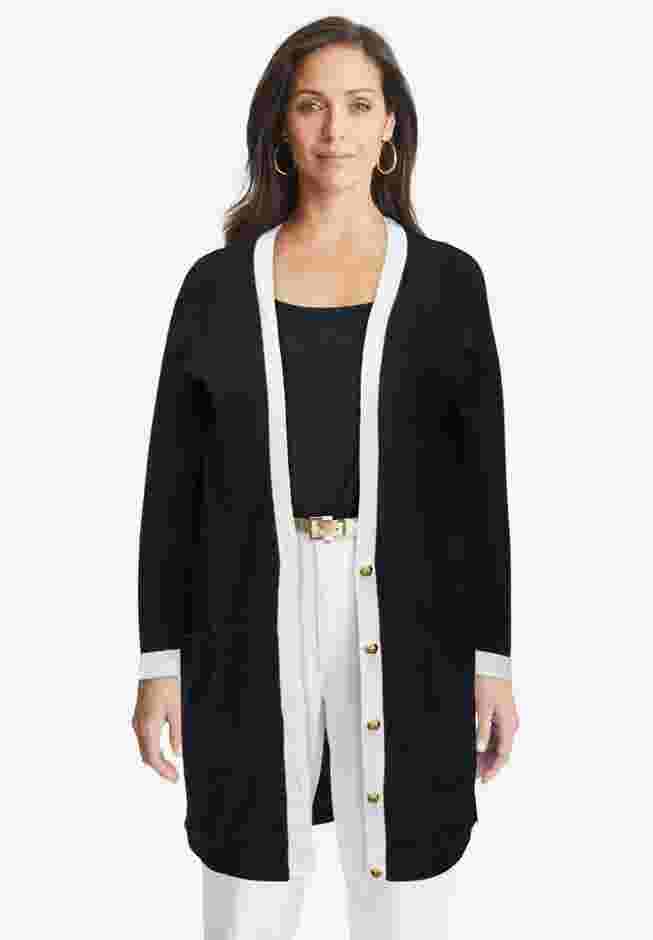 Tipped Button Front Cardigan image number 0