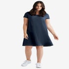 Cotton Spandex A-Line Scoop Neck Short Sleeve Tee Dress image number 0
