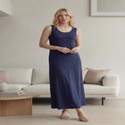 Cotton Spandex Scoop Neck Sleeveless A-Line Maxi Dress image number null