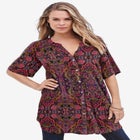 Plus Size Angelina Tunic Top &ndash; Short Sleeve, Flowy Fit, Everyday Comfort image number null