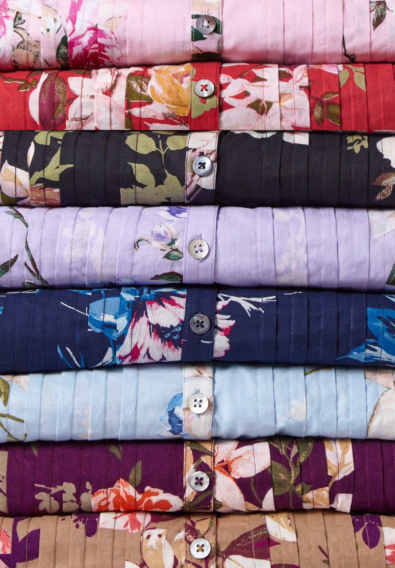 Plus Size Floral Y-Neck Pintuck Tunic &ndash; Adjustable Long Sleeve Button-Front, Relaxed Shirt Style image number 6