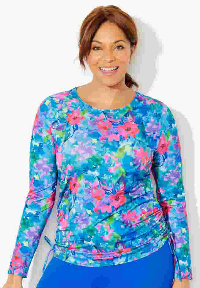 Side-Tie Swim Tee Rash Guard with Built-In Bra image number 4