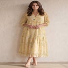 Sheer Maxi Dress With Ruffled Trim image number null