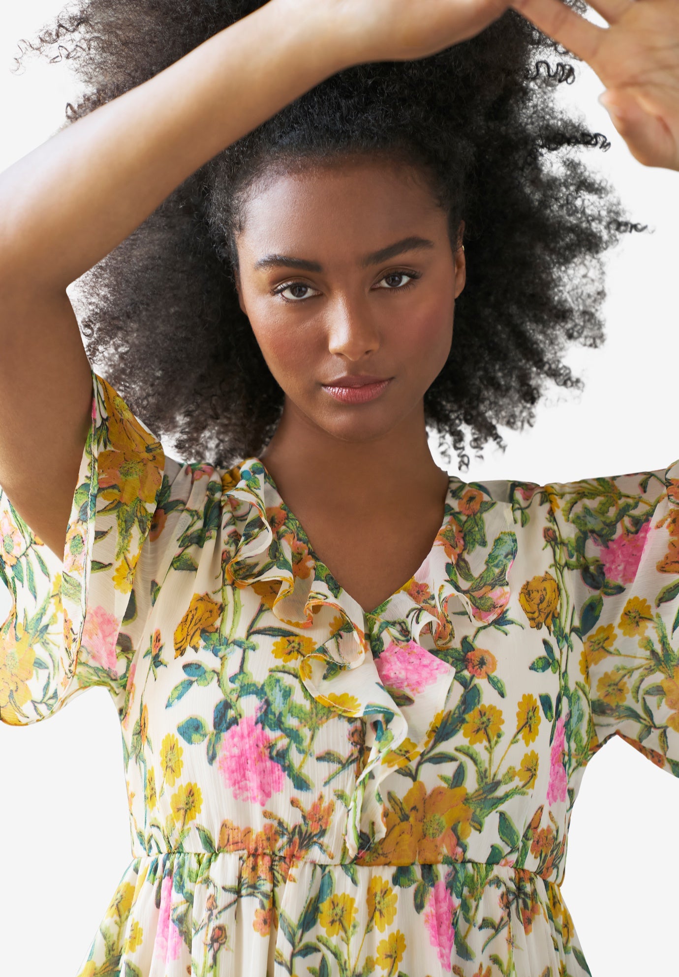 Ruffled V-Neck Empire Dress image number 3