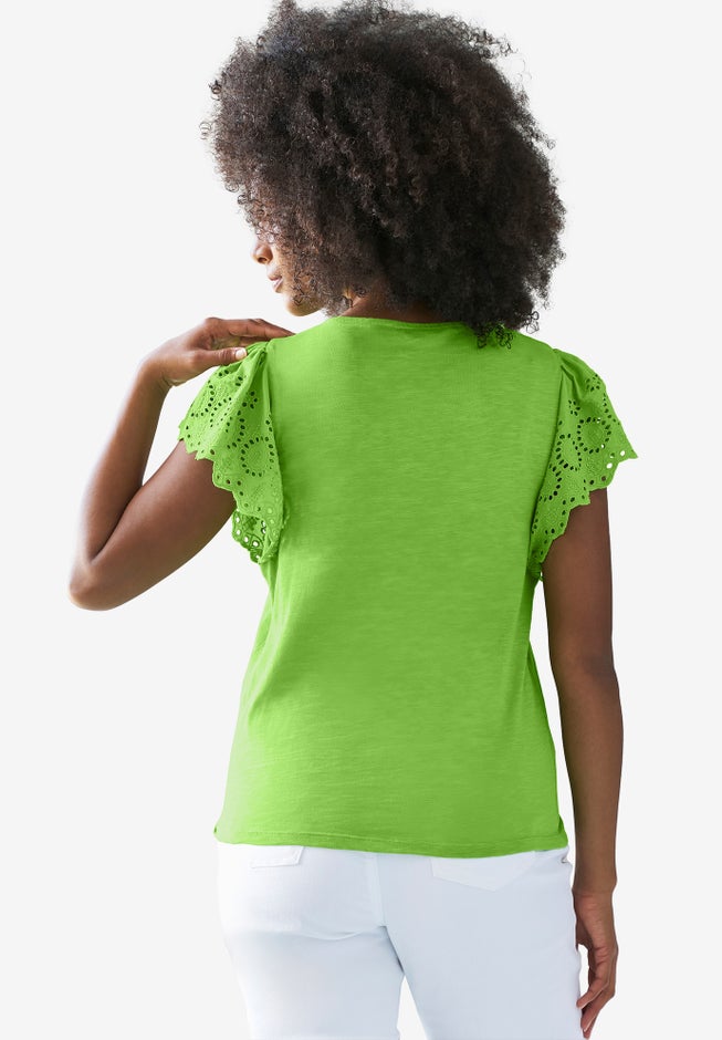 Eyelet Cap Sleeve Tee image number 1