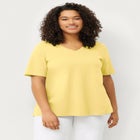 Stretch Jersey Knit A-Line Relaxed V-Neck Short Sleeve Tunic image number 0