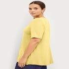 Stretch Jersey Knit A-Line Relaxed V-Neck Short Sleeve Tunic image number 1