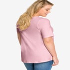 Stretch Knit V-neck Short Sleeve Tunic image number null