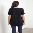 Stretch Jersey Knit A-Line Relaxed V-Neck Short Sleeve Tunic image number null