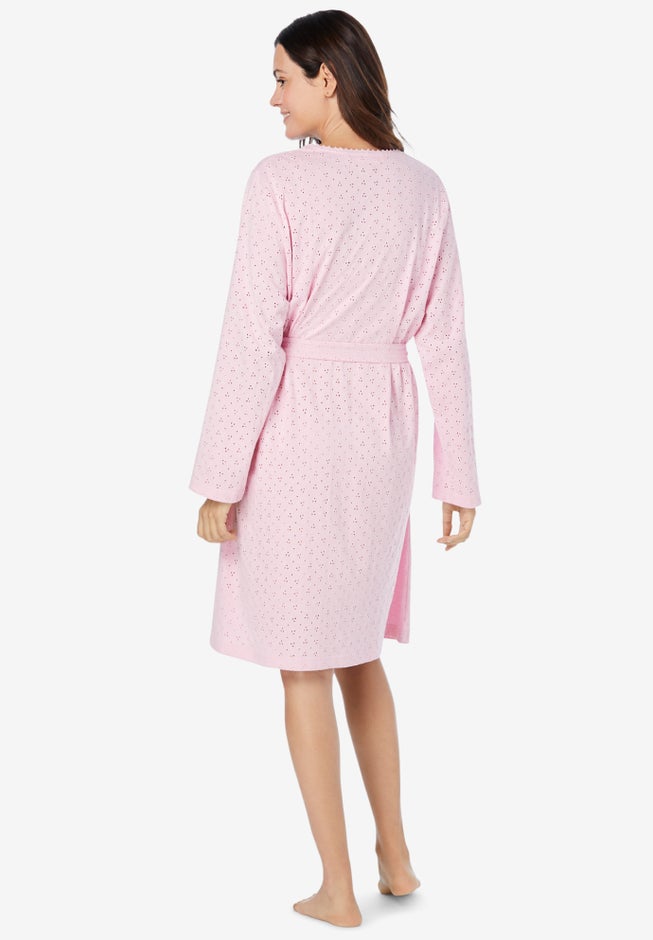 Short Eyelet Wrap Robe image number null
