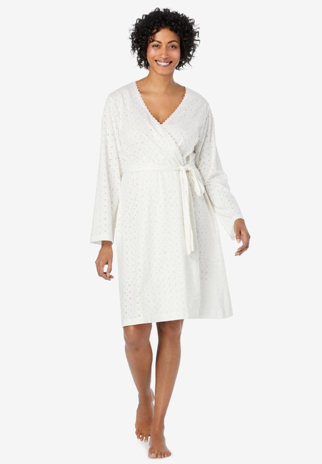 Short Eyelet Wrap Robe image number null