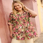 Pintucked Button Down Gauze Shirt image number null