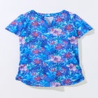 Split-Neck Short-Sleeve Swim Tee with Built-In Bra image number null