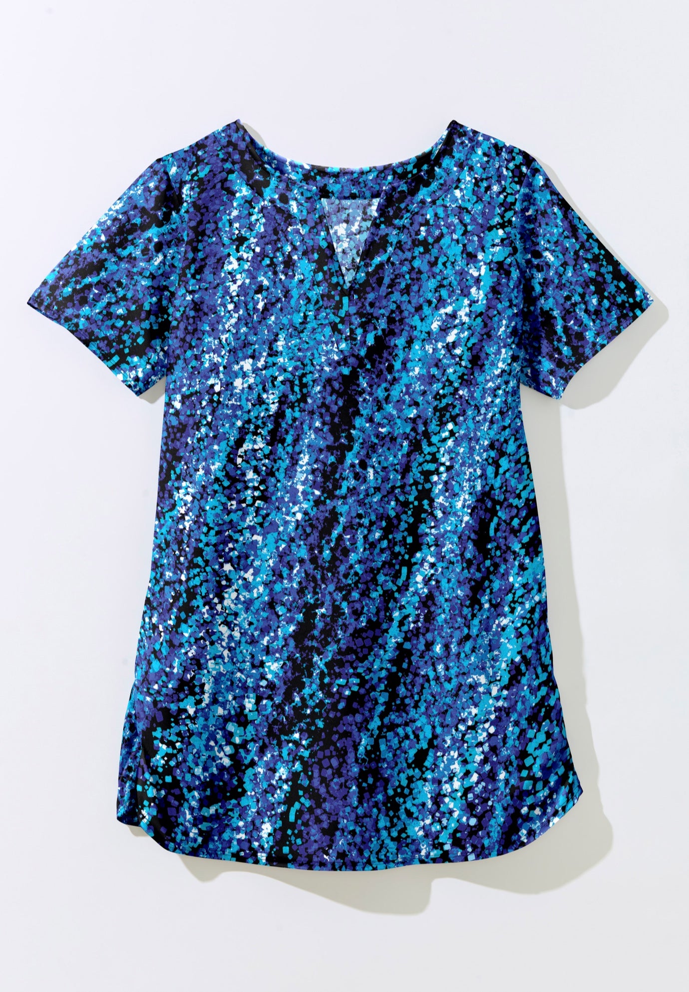 Split-Neck Short-Sleeve Swim Tee with Built-In Bra image number 3