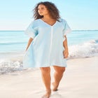 Contrast-Trim Chambray Cover Up image number null