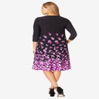 Stretch Knit Three-Quarter Sleeve T-shirt Dress image number null