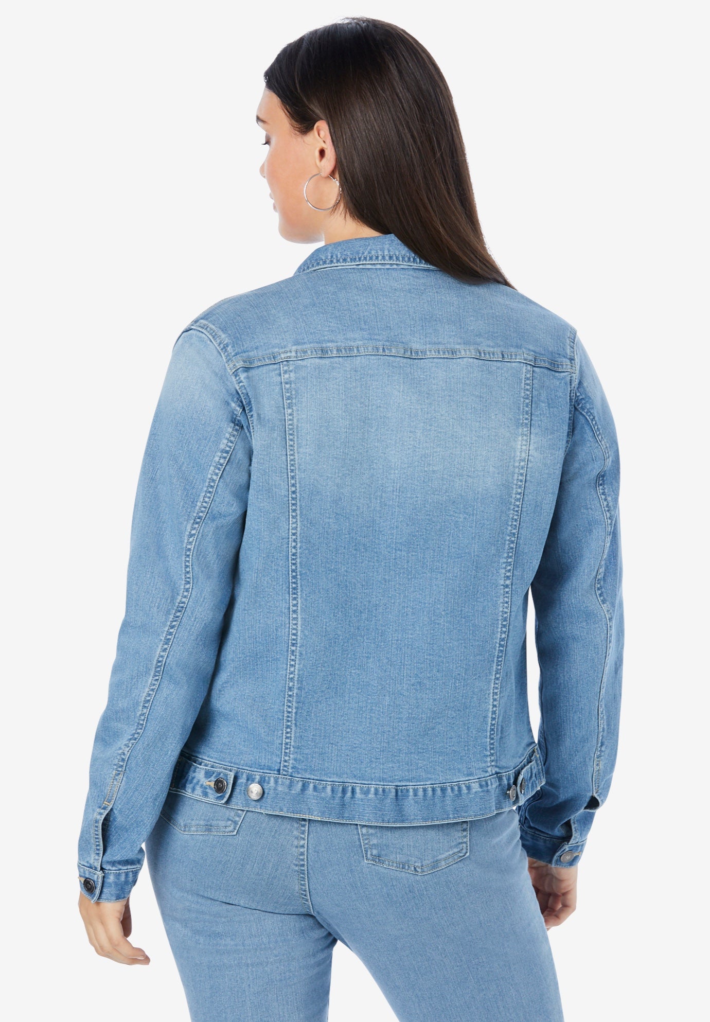 Plus Size Classic Stretch Denim Jacket image number 1