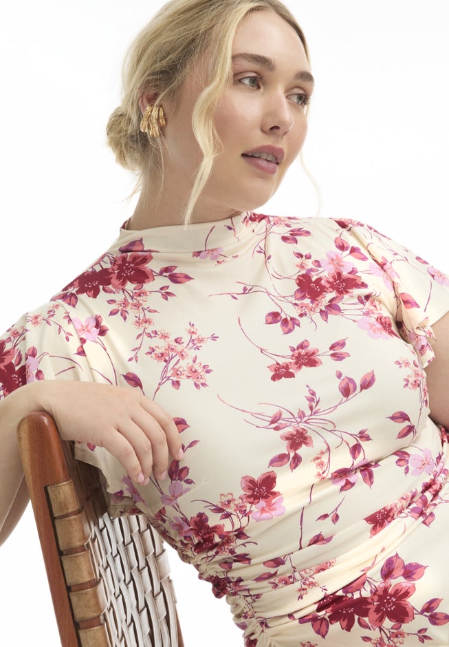 Gathered Front Midi Dress image number null