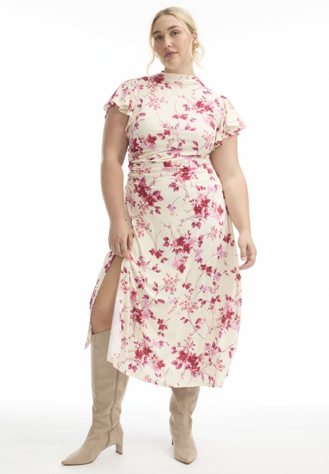 Gathered Front Midi Dress image number null