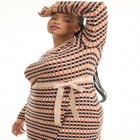 Faux Wrap Sweater Midi Dress image number null