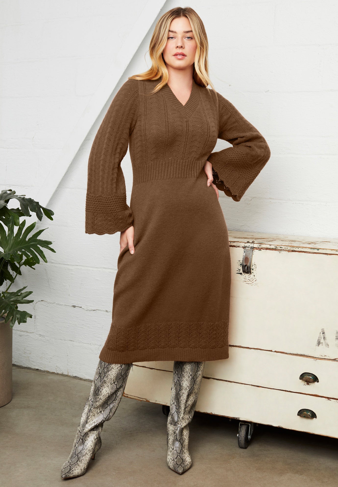 Bell-Sleeve Sweaterdress image number 0