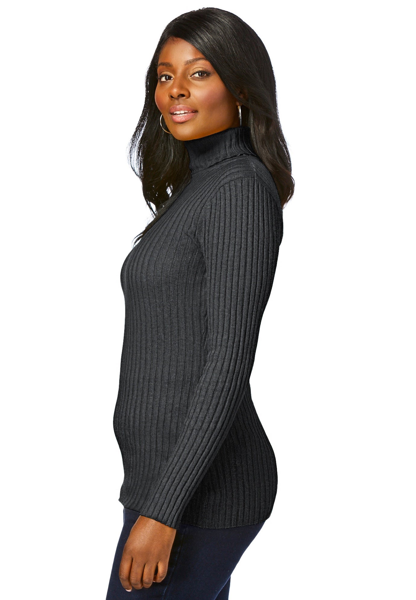 Ribbed Cotton Turtleneck Sweater image number 2