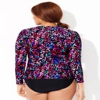 Chlorine Resistant Side-Tie Long Sleeve Swim Shirt Rash Guard image number null